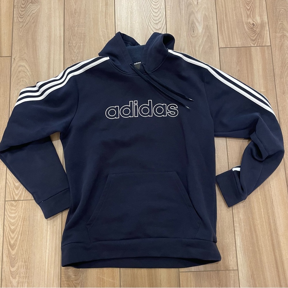 Adidas Men’s Navy Blue Athleisure Hoodie with Sport Stripe